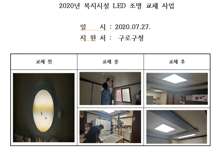 2020년 복지시설 LED 조명 교체 사업